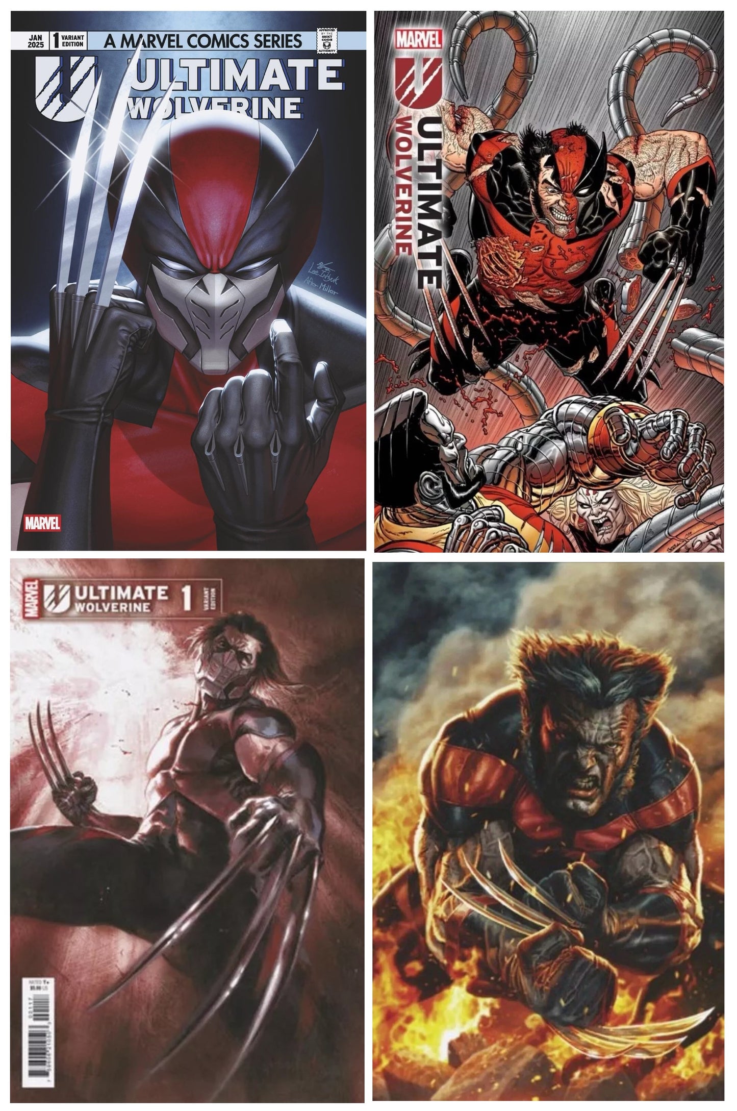 ULTIMATE WOLVERINE #1 INHYUK LEE VARIANT LIMITED TO 1000 COPIES WITH NUMBERED COA + 1:25, 1:50 & 1:100 VARIANTS