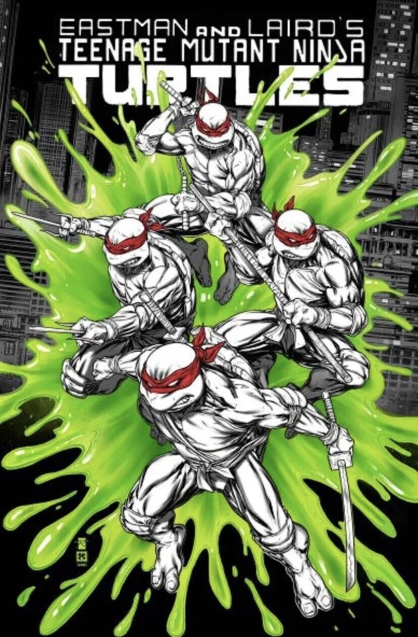 TMNT #1 (MIRAGE REPRINT) RAYMOND GAY NYCC 2023 GREEN OOZE VARIANT LIMITED TO 1984 COPIES WITH NUMBERED COA