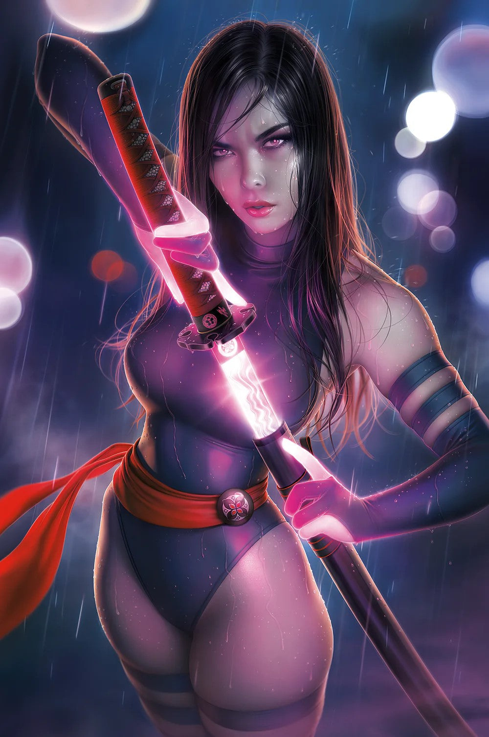PSYLOCKE #1 WARREN LOUW EXCLUSIVE GLOWING KATANA VIRGIN VARIANT LIMITED TO 500 COPIES WITH NUMBERED COA