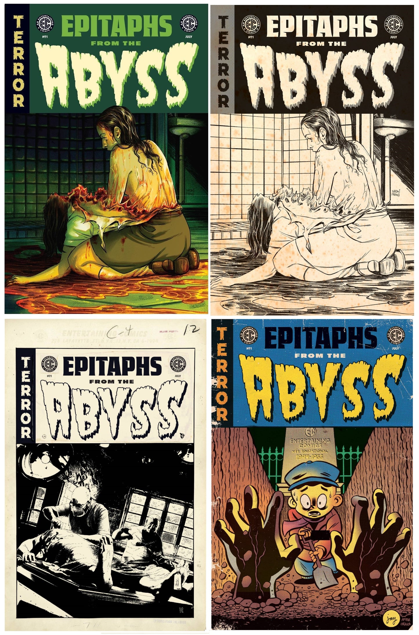EC EPITAPHS FROM THE ABYSS #1 NAOMI FRANQUIZ COLOUR/BW VARIANT SET LIMITED TO 300 SETS WITH NUMBERED COA + 1:10 & 1:20 VARIANT