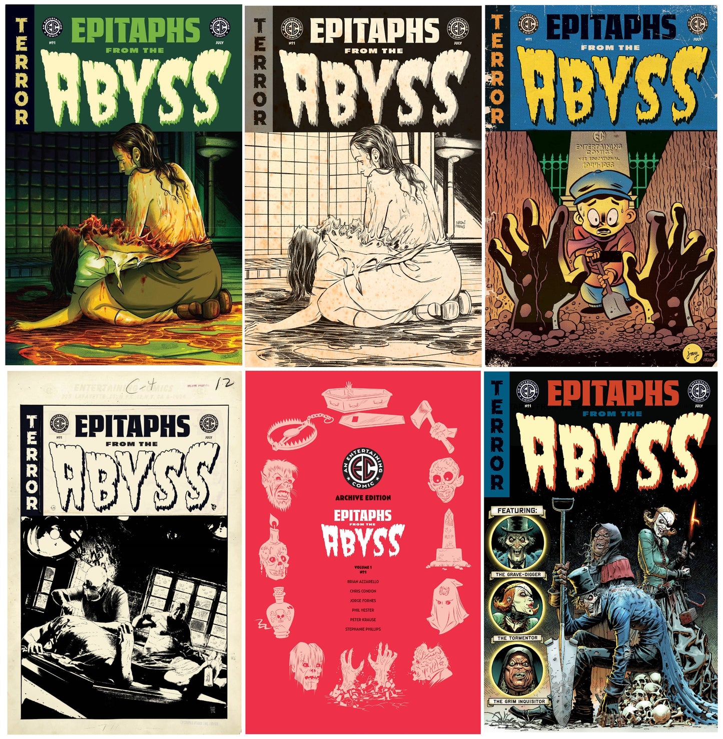 EC EPITAPHS FROM THE ABYSS #1 NAOMI FRANQUIZ COLOUR/BW VARIANT SET LIMITED TO 300 SETS WITH NUMBERED COA + 1:10, 1:20, 1:50 & 1:100 VARIANT