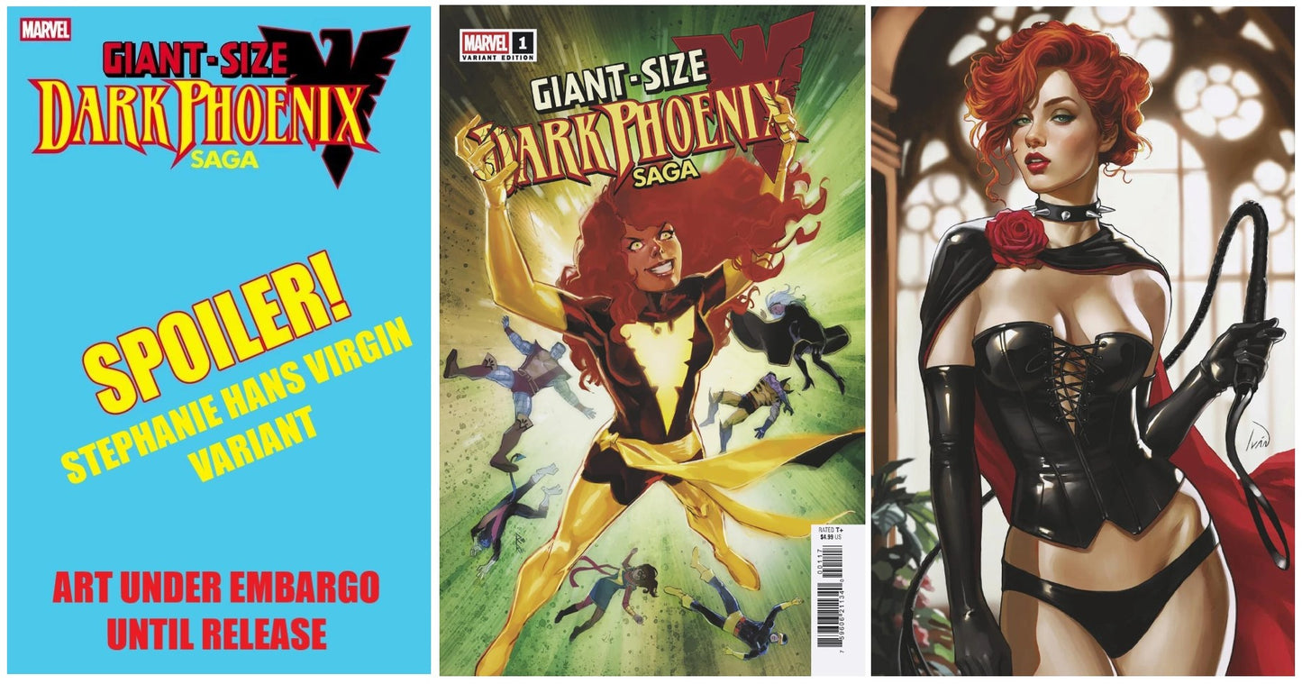 GIANT-SIZE DARK PHOENIX SAGA #1 STEPHANIE HANS SUPER RARE VIRGIN SPOILER VARIANT LIMITED TO 200 COPIES WITH NUMBERED COA + 1:25 & 1:50 VARIANTS