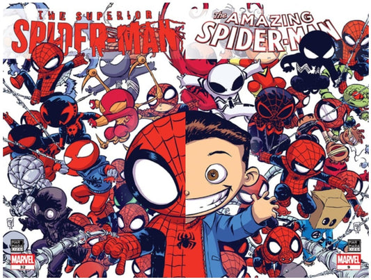 SUPERIOR SPIDER-MAN #32 & AMAZING SPIDER-MAN #9 SKOTTIE YOUNG CONNECTING TURKISH TRADE DRESS VARIANT SET LIMITED TO 3000 SETS