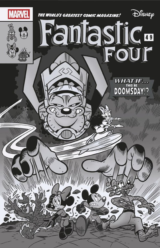 FANTASTIC FOUR #1 1:100 BW WHAT IF DISNEY FF HOMAGE VARIANT