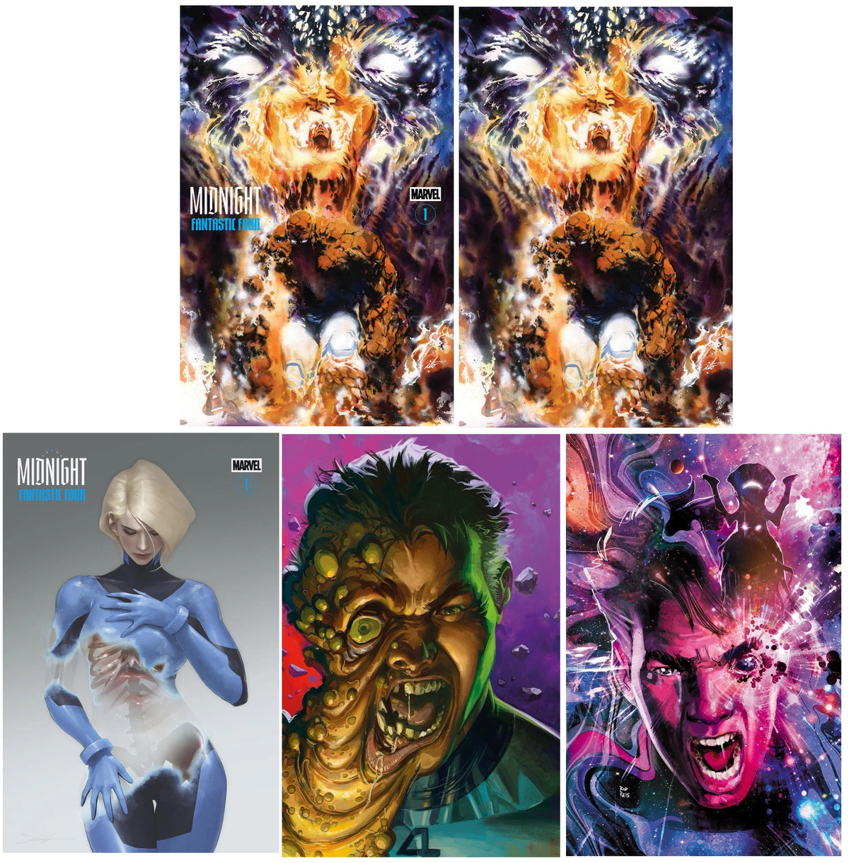 MIDNIGHT FANTASTIC FOUR #1 ITO NYCC 2026 TRADE/VIRGIN VARIANT SET LIMITED TO 800 SETS + 1:25, 1:50 & 1:100 VARIANTS