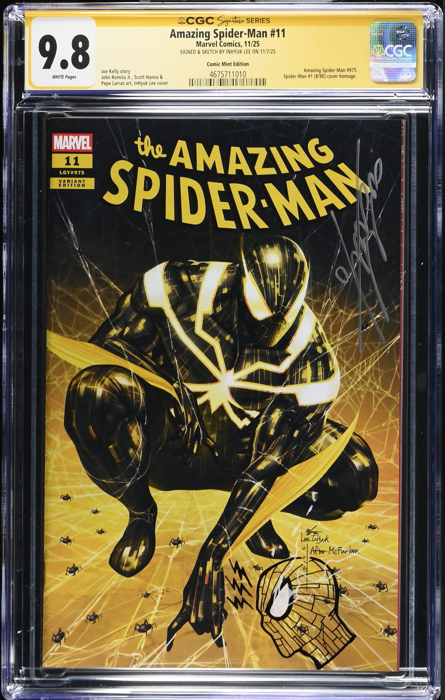 AMAZING SPIDER-MAN #11 INHYUK LEE NYCC 2025 TECHNARCHNID SUIT VARIANT LIMITED TO 800 COPIES CGC 9.8 REMARK