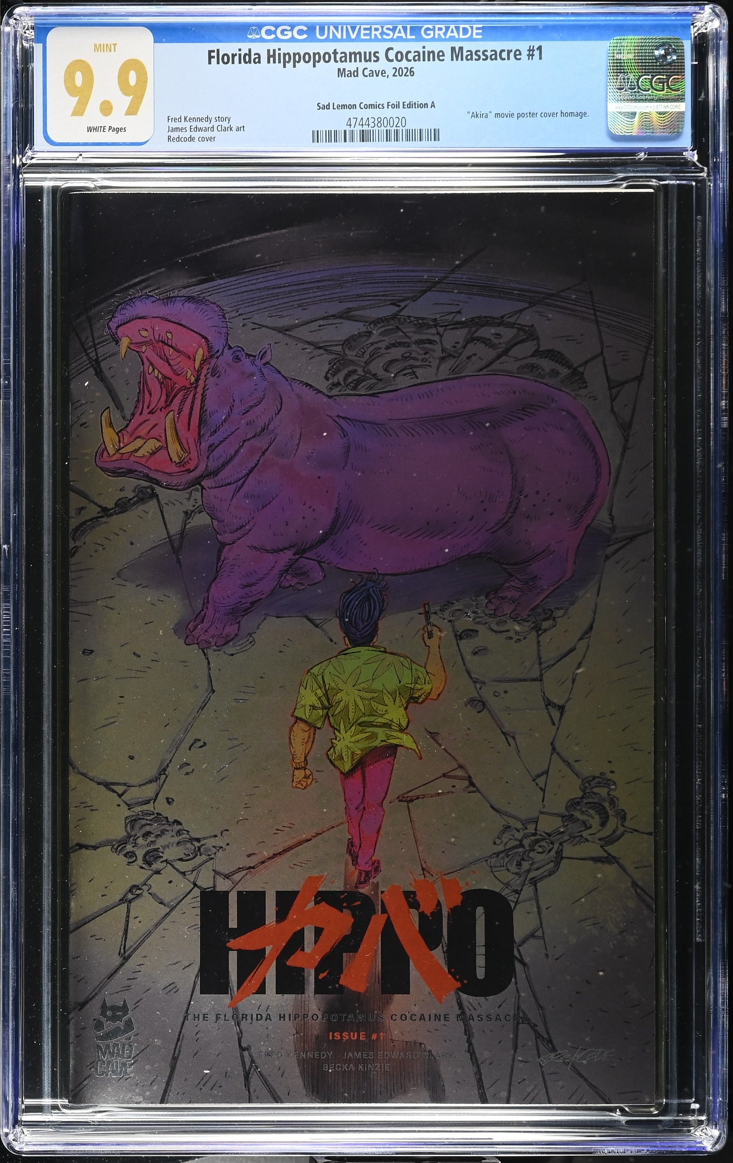 FLORIDA HIPPOPOTAMUS COCAINE MASSACRE #1 REDCODE AKIRA HOMAGE FOIL VARIANT LIMITED TO 100 COPIES CGC 9.9