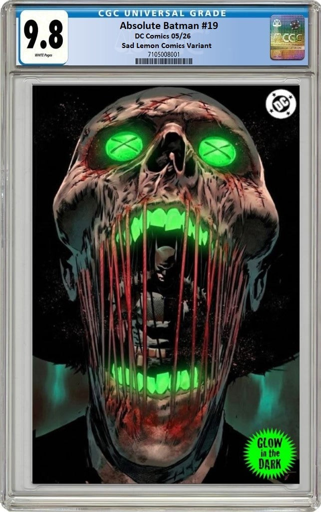 ABSOLUTE BATMAN #19 RAFA SANDOVAL GLOW IN THE DARK VIRGIN VARIANT LIMITED TO 800 COPIES CGC 9.8 PREORDER