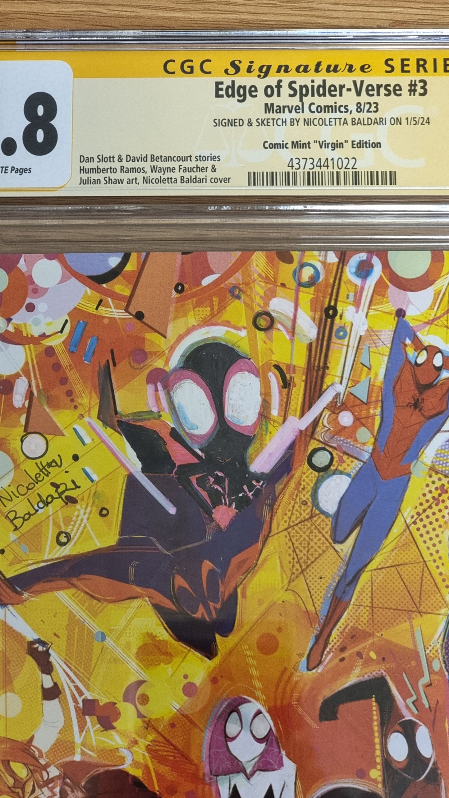 EDGE OF SPIDER-VERSE #3 NICOLETTA BALDARI VIRGIN VARIANT LIMITED TO 1500 COPIES MILES MORALES REMARK CGC 9.8