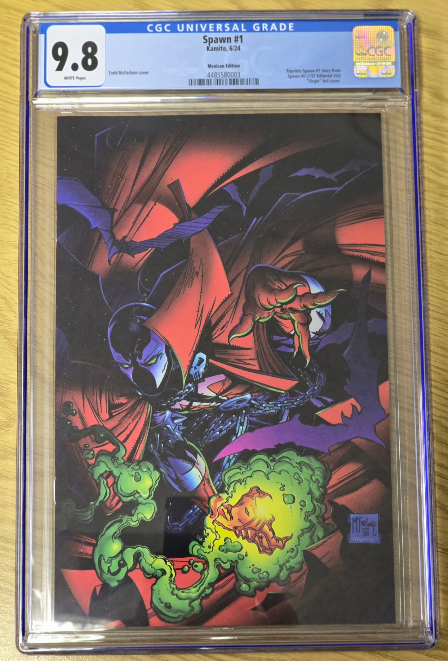 SPAWN #1 TODD MCFARLANE SDCC 2024 VIRGIN FOIL VARIANT LIMITED TO 1000 COPIES CGC 9.8