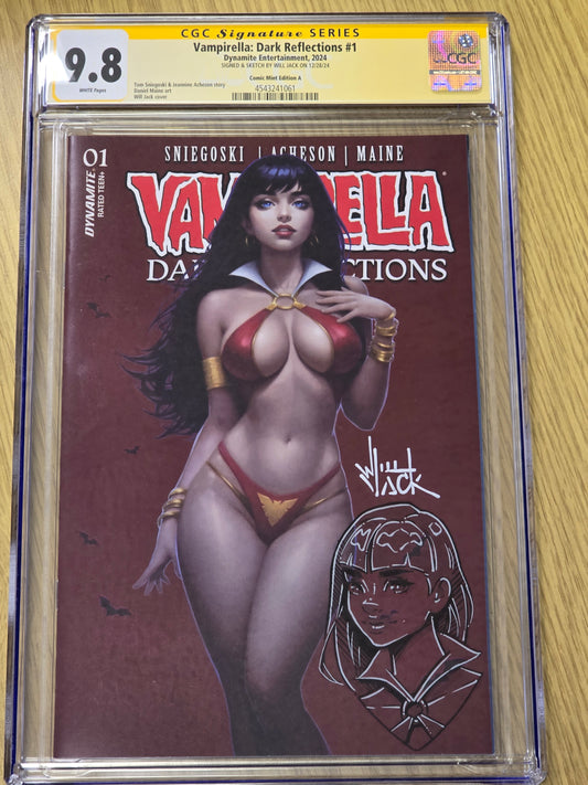 VAMPIRELLA DARK REFLECTIONS #1 WILL JACK RED TRADE DRESS VARIANT LIMITED TO 1000 COPIES CGC REMARK 9.8