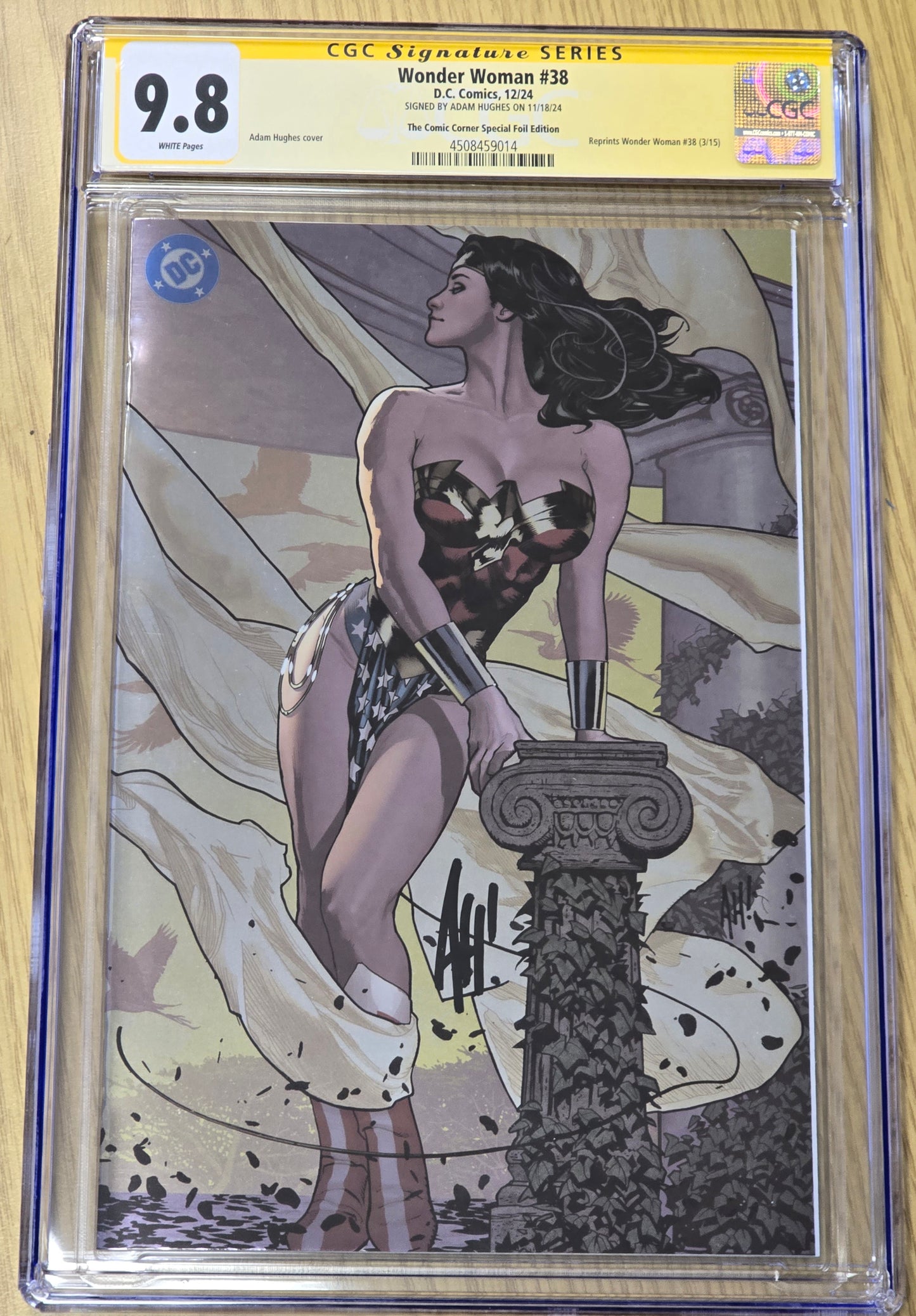 WONDER WOMAN #38 ADAM HUGHES NYCC 2024 ADAM HUGHES FOIL VIRGIN VARIANT LIMITED TO 600 COPIES CGC SS 9.8