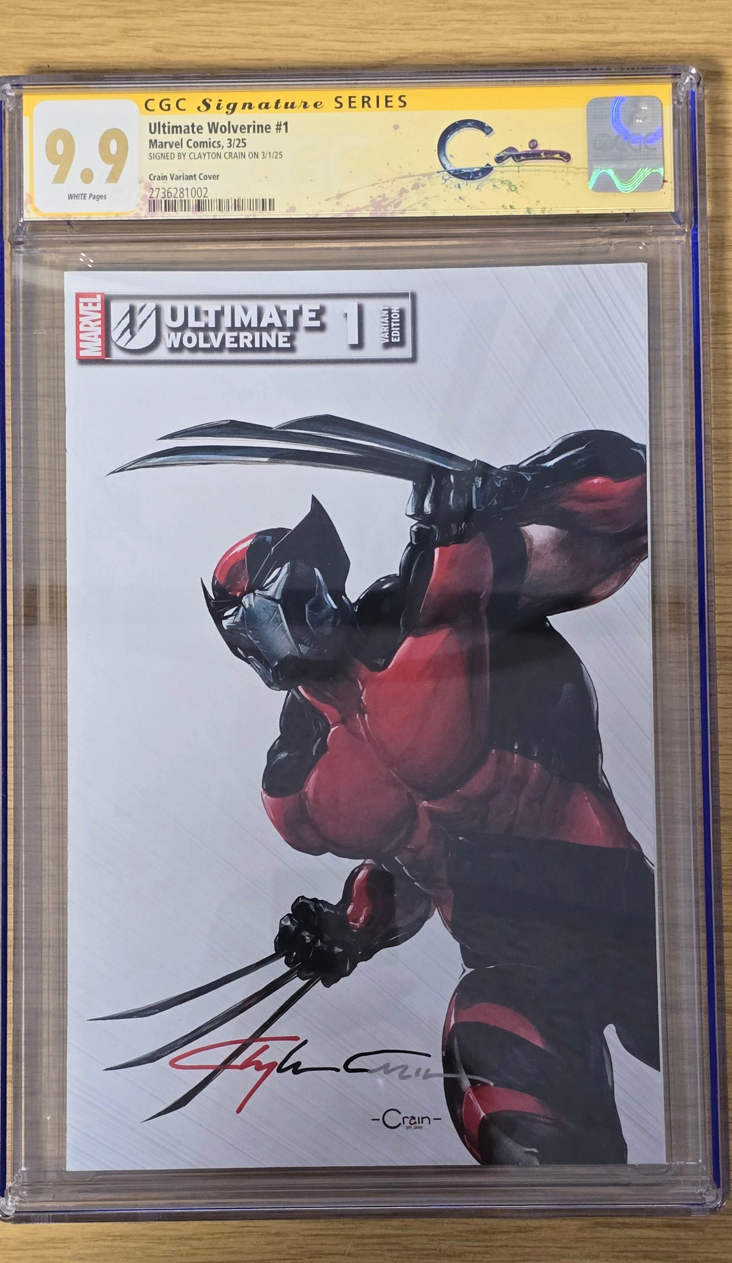 ULTIMATE WOLVERINE #1 CLAYTON CRAIN VARIANT LIMITED TO 999 COPIES WITH NUMBERED COA CGC SS INFINITY SIGNED 9.9