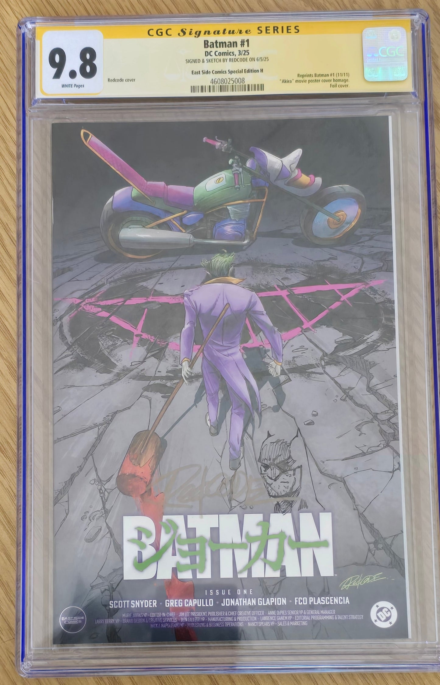 BATMAN (NEW 52) #1 REDCODE 'JOKER AKIRA HOMAGE' FOIL VARIANT LIMITED TO 800 COPIES CGC REMARK 9.8