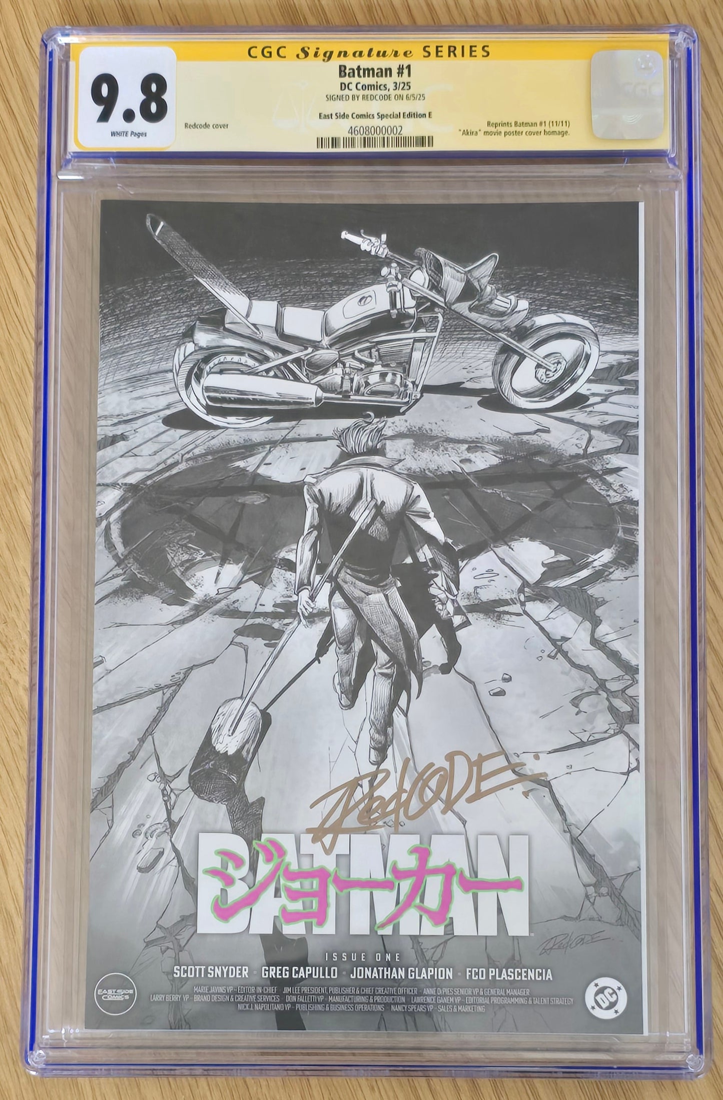 BATMAN (NEW 52) #1 REDCODE MEGACON 2025 ‘JOKER AKIRA HOMAGE SKETCH VARIANT LIMITED TO 800 COPIES CGC SS 9.8