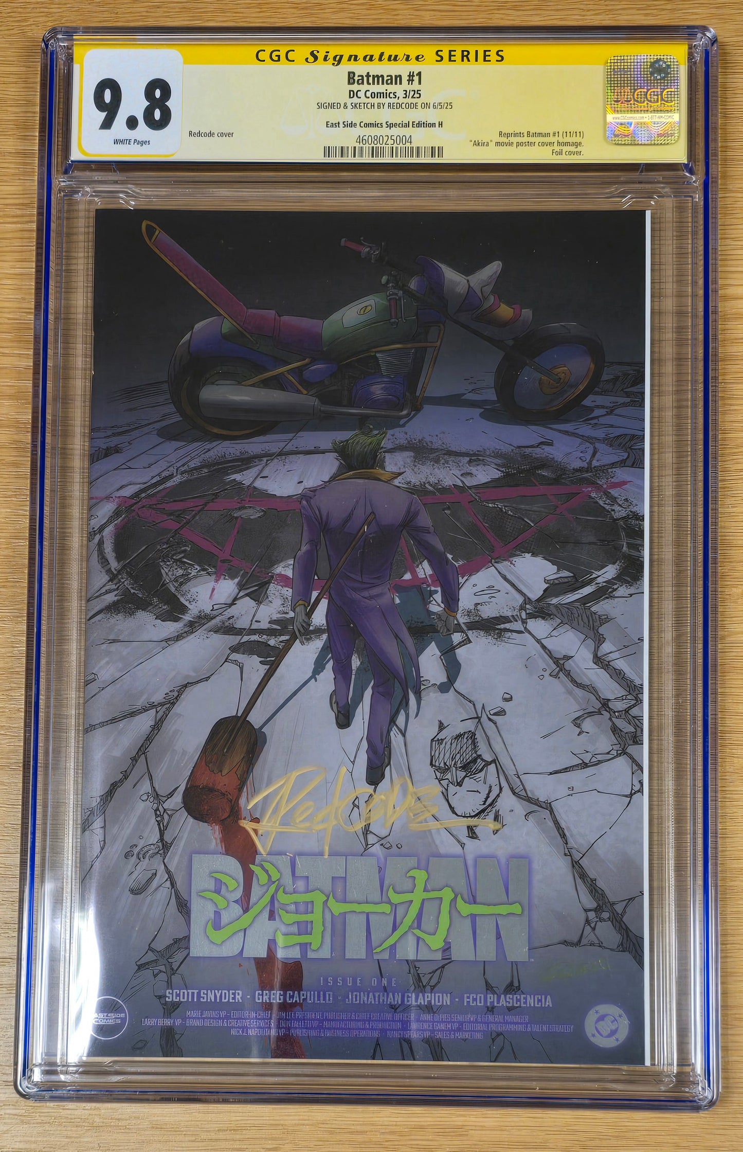 BATMAN (NEW 52) #1 REDCODE 'JOKER AKIRA HOMAGE' FOIL VARIANT LIMITED TO 800 COPIES CGC REMARK 9.8 - SAD LEMON COMICS