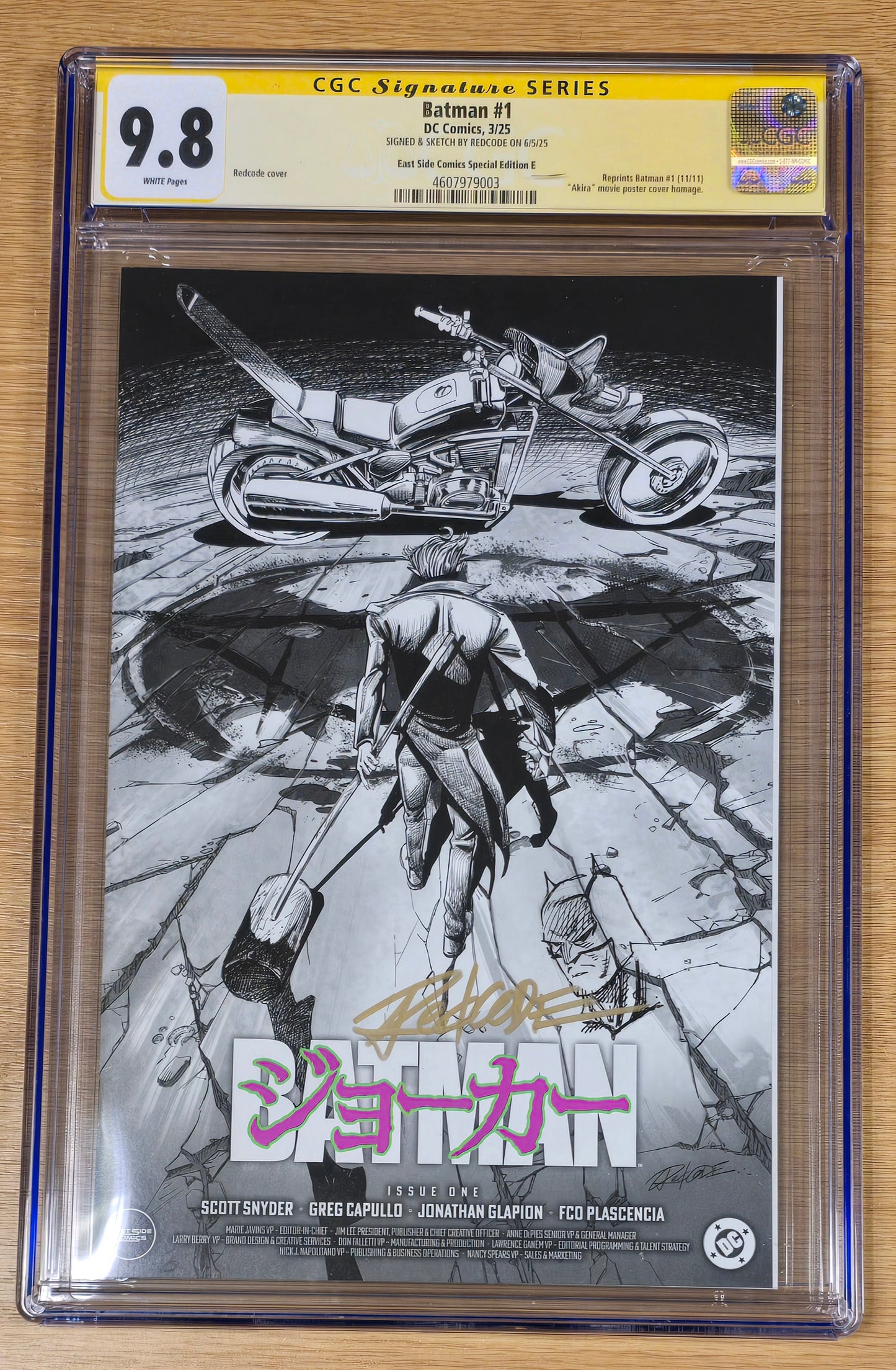 BATMAN (NEW 52) #1 REDCODE MEGACON 2025 ‘JOKER AKIRA HOMAGE SKETCH VARIANT LIMITED TO 800 COPIES CGC REMARK 9.8 - SAD LEMON COMICS