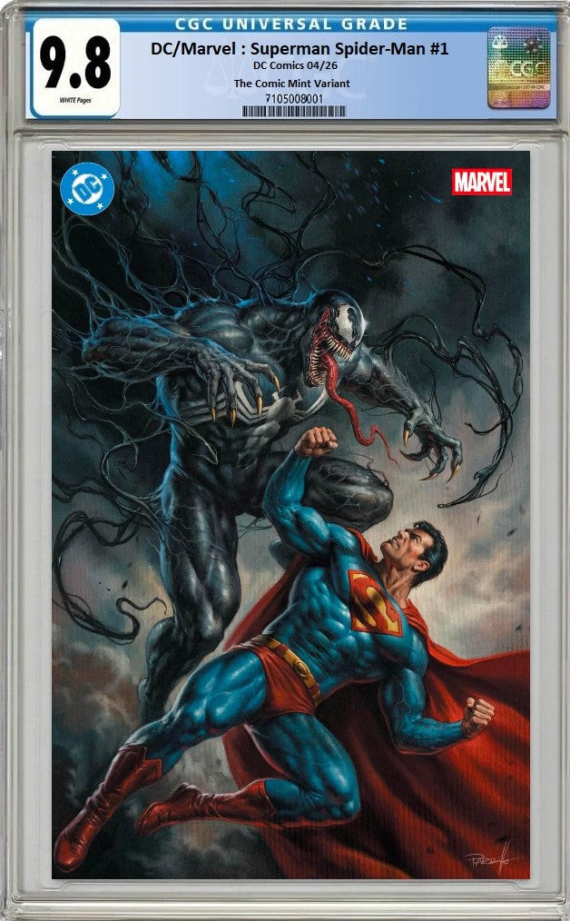 DC MARVEL SUPERMAN SPIDER-MAN #1 LUCIO PARILLO SDCC VIRGIN VARIANT LIMITED TO 750 COPIES CGC 9.8 PREORDER