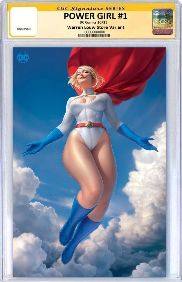 POWER GIRL #1 WARREN LOUW CLASSIC COSTUME EXCLUSIVE VIRGIN VARIANT LIMITED TO 1000 COPIES CGC SS PREORDER
