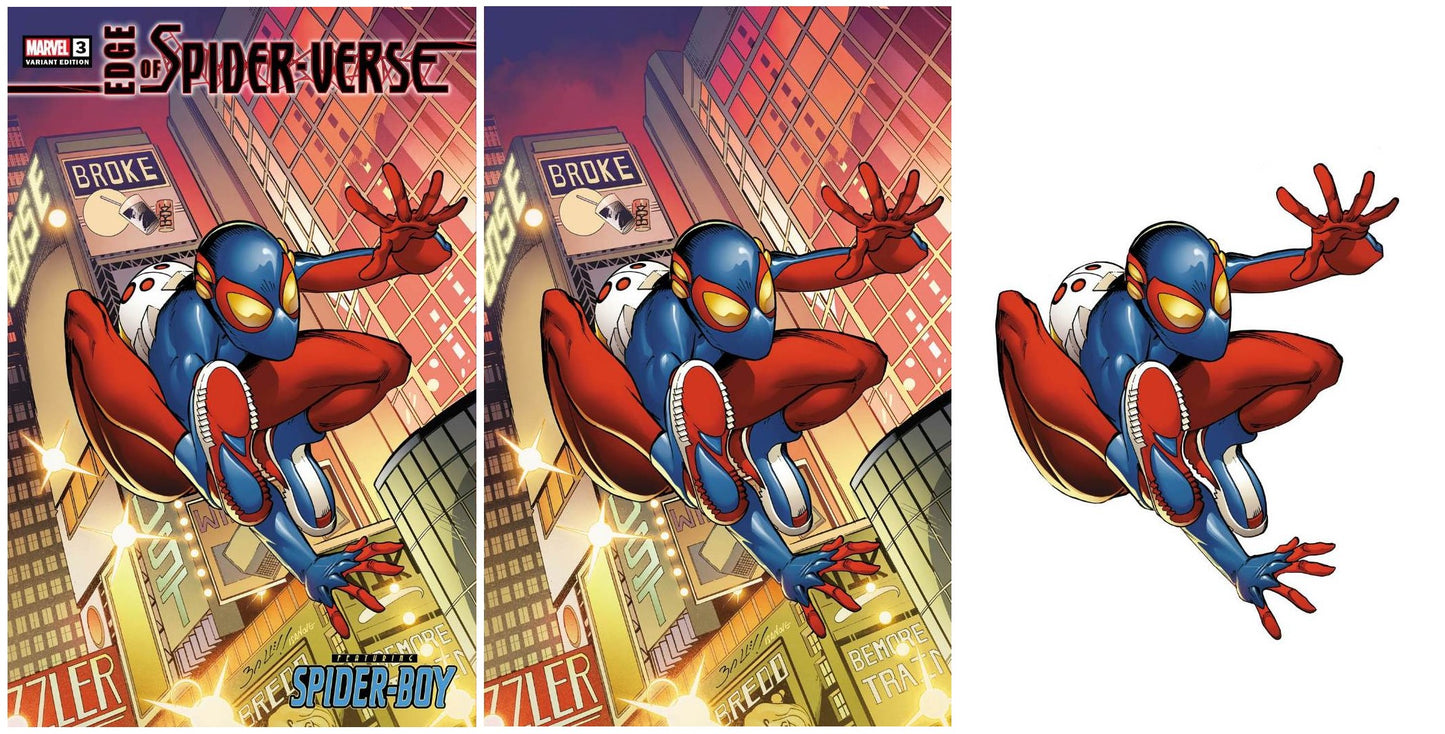 EDGE OF SPIDER-VERSE #3 MARK BAGLEY TRADE/VIRGIN/WHITE VIRGIN VARIANT SET 'ULTIMATE SPIDER-MAN #1 HOMAGE' LIMITED TO 500 SETS
