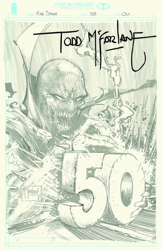 22/10/2025 KING SPAWN #50 1:1000 TODD MCFARLANE SKETCH VIRGIN VARIANT SIGNED WITH CGC COA + ORIGINAL SKETCH