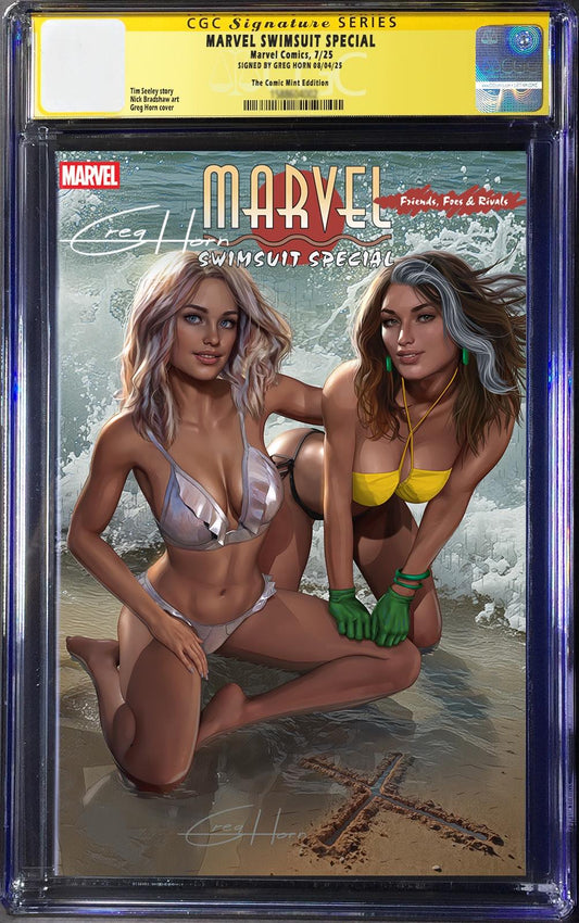 MARVEL SWIMSUIT SPECIAL FRIENDS FOES & RIVALS #1 GREG HORN WOMEN OF X TRADE DRESS VARIANT LIMITED TO 3000 COPIES CGC SS SIGNED GREG HORN PREORDER