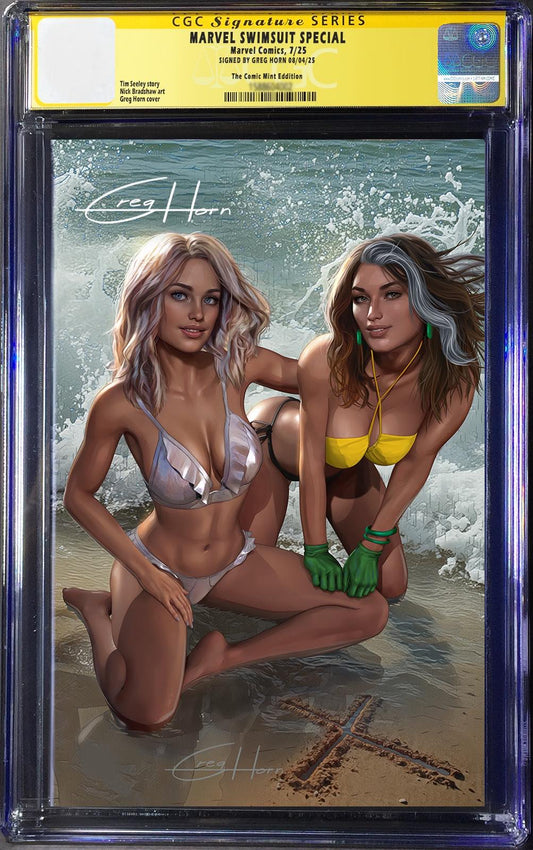 MARVEL SWIMSUIT SPECIAL FRIENDS FOES & RIVALS #1 GREG HORN WOMEN OF X VIRGIN VARIANT LIMITED TO 1000 COPIES CGC SS SIGNED GREG HORN PREORDER