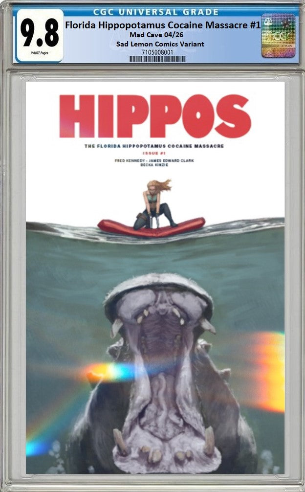 FLORIDA HIPPOPOTAMUS COCAINE MASSACRE #1 SKAN SRISUWAN JAWS HOMAGE METAL VARIANT LIMITED TO 75 COPIES CGC 9.8 PREORDER