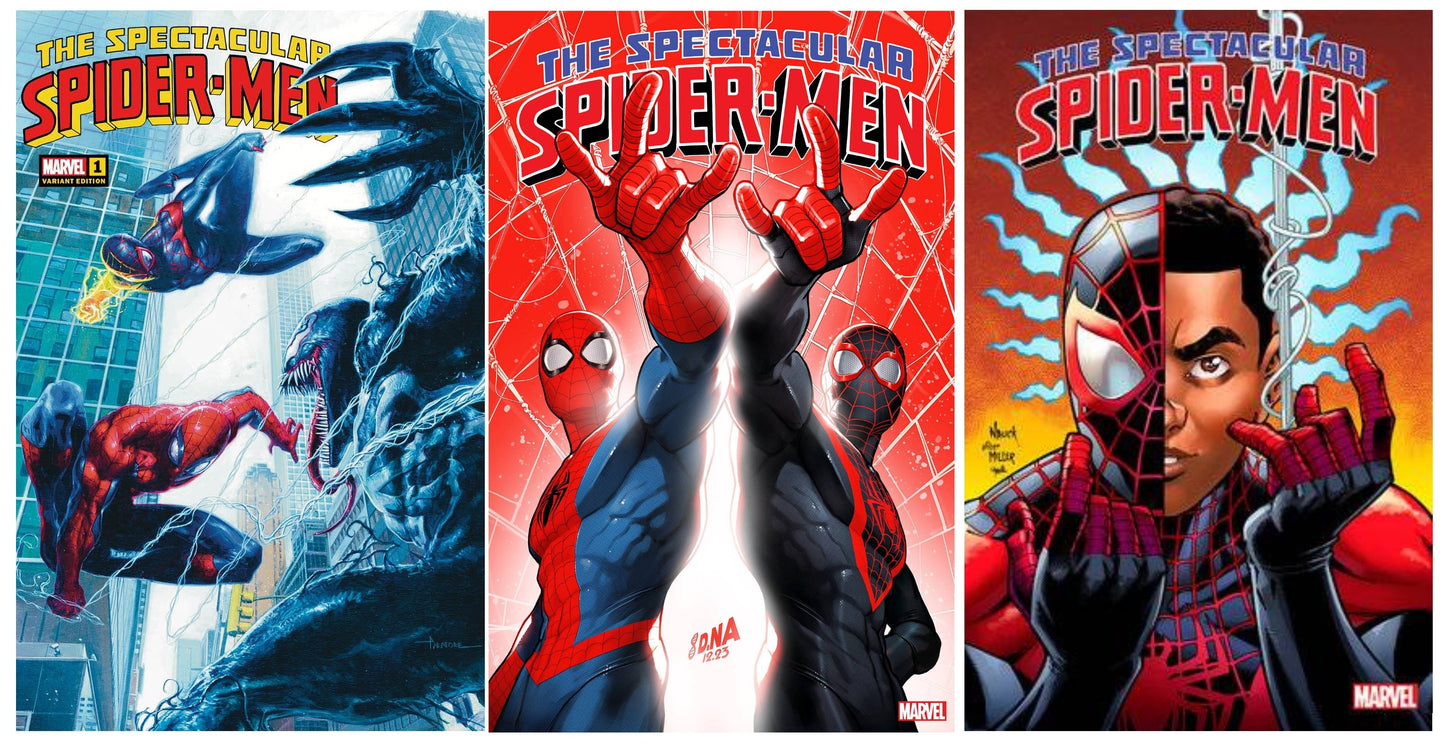 SPECTACULAR SPIDER-MEN #1 DAVIDE PARATORE VARIANT LIMITED TO 500 COPIES WITH NUMBERED COA + 1:25 & 1:50 VARIANT