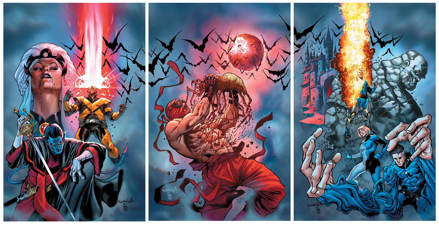 MIDNIGHT SPIDER-MAN #1 , X-MEN #1, FANTASTIC FOUR #1 SERGIO DAVILA UK EXCLUSIVE VIRGIN JOINING SET LIMITED TO 1000 SETS