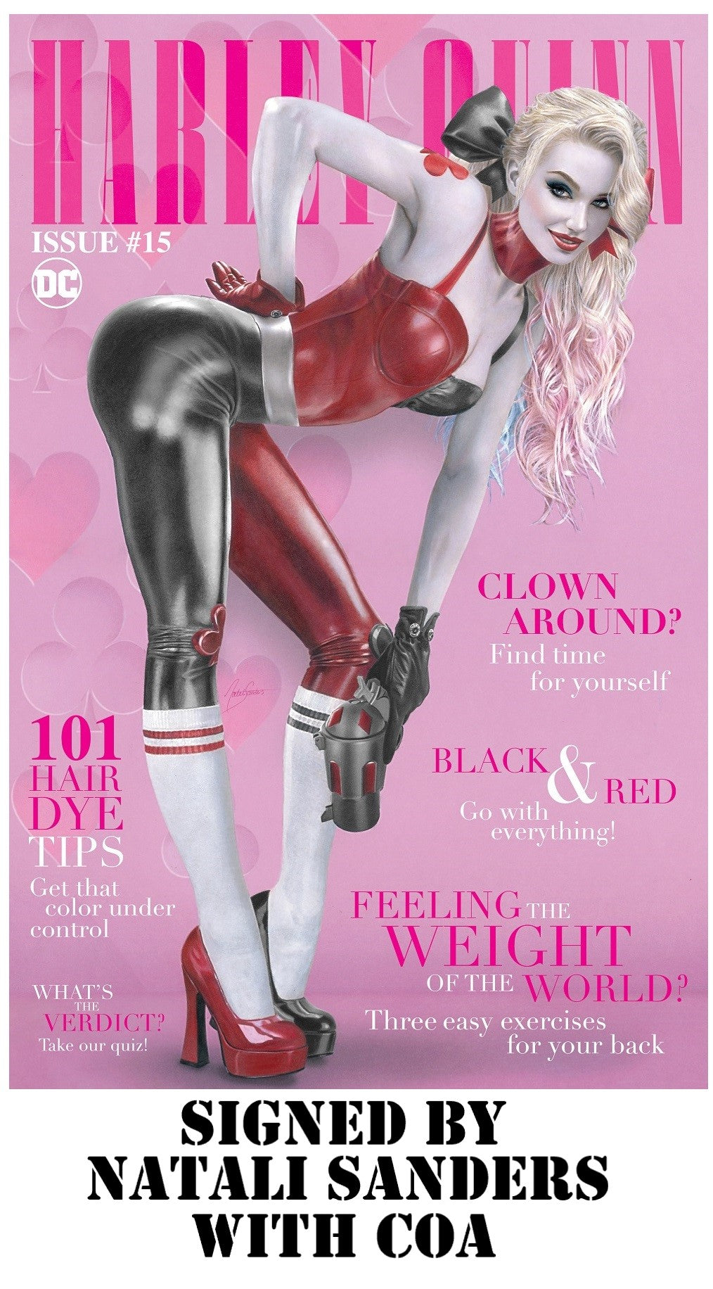 HARLEY QUINN #15 NATALI SANDERS TRADE DRESS LIMITED TO 3000 SIGNED WITH COA