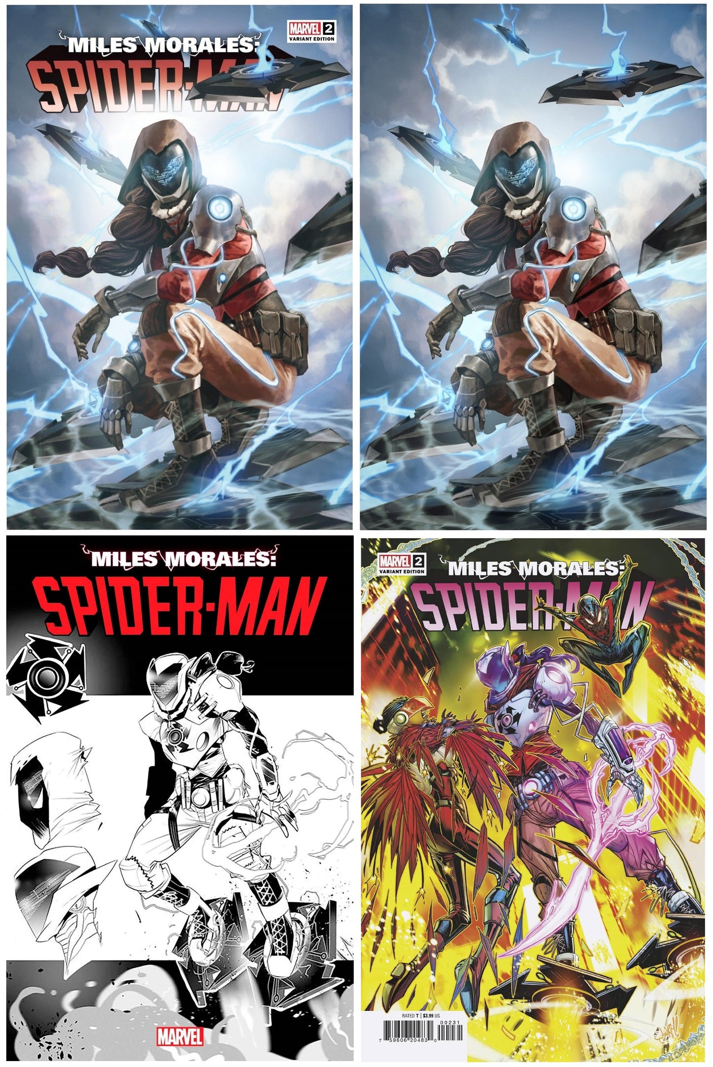 MILES MORALES SPIDER-MAN #2 SKAN SRISUWAN TRADE/VIRGIN VARIANT SET LIMITED TO 600 SETS WITH NUMBERED COA + 1:10 & 1:50 VARIANTS