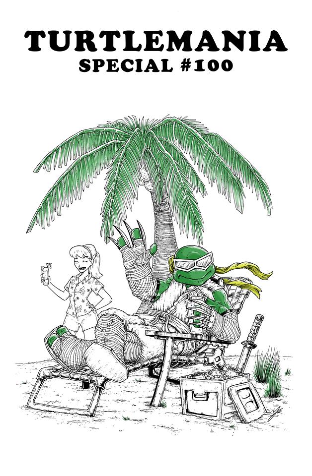 TMNT #100 MIKE VASQUEZ WHITE TURTLEMANIA HOMAGE VARIANT LIMITED TO 400 UNSIGNED COPIES