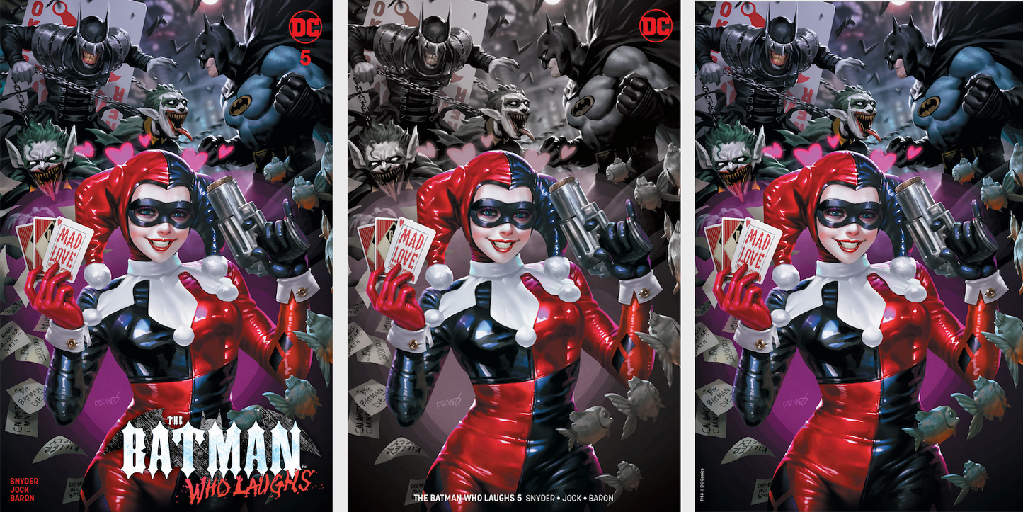 BATMAN WHO LAUGHS #5 DERRICK CHEW MAD LOVE HOMAGE TRADE/MINIMAL/VIRGIN VARIANT SET LIMITED TO 800 SETS