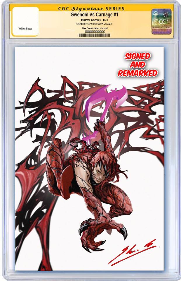 GWENOM VS CARNAGE #1 SKAN SRISUWAN CARNAGIZED MJ ASM 300 HOMAGE VIRGIN VARIANT LIMITED TO 1000 CGC REMARK PREORDER