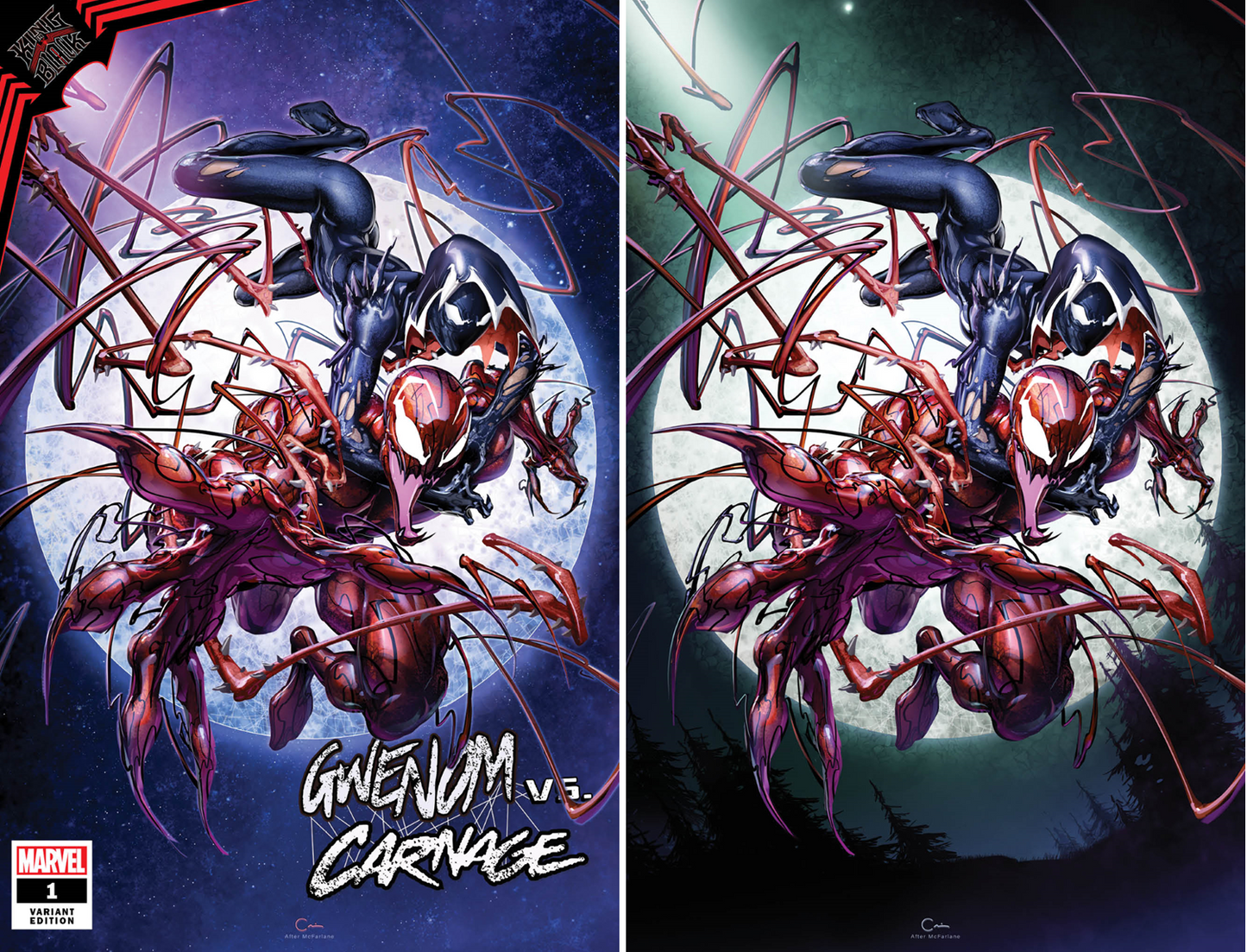 KING IN BLACK GWENOM VS CARNAGE #1 CLAYTON CRAIN TRADE/VIRGIN VARIANT SET