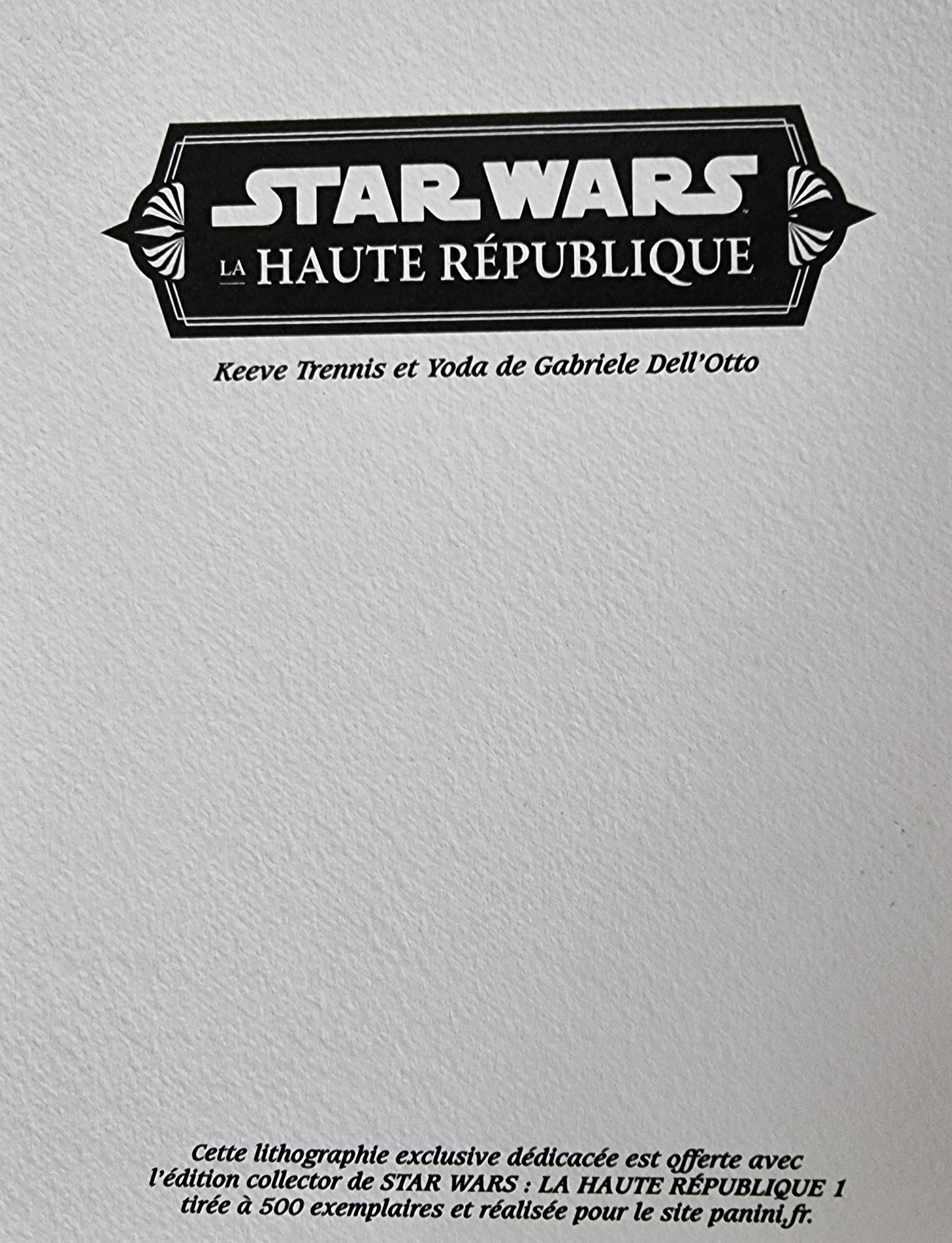 HIGH REPUBLIC #1 PANINI FRANCE GABRIELLE DELL'OTTO VIRGIN VARIANT WITH SIGNED PRINT LIMITED TO 500 COPIES - RAREST VERSION