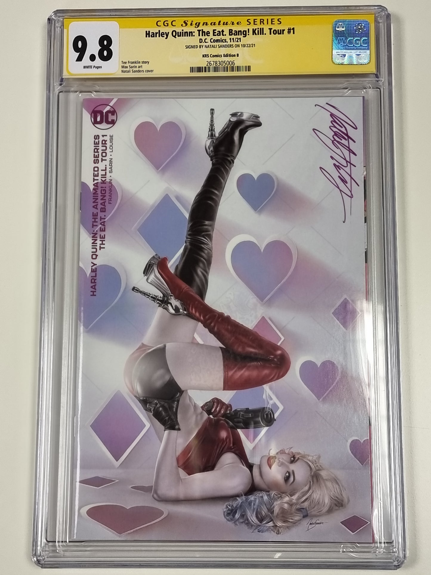 HARLEY QUINN THE EAT BANG KILL TOUR #1 NATALI SANDERS MINIMAL TRADE VARIANT CGC SS 9.8