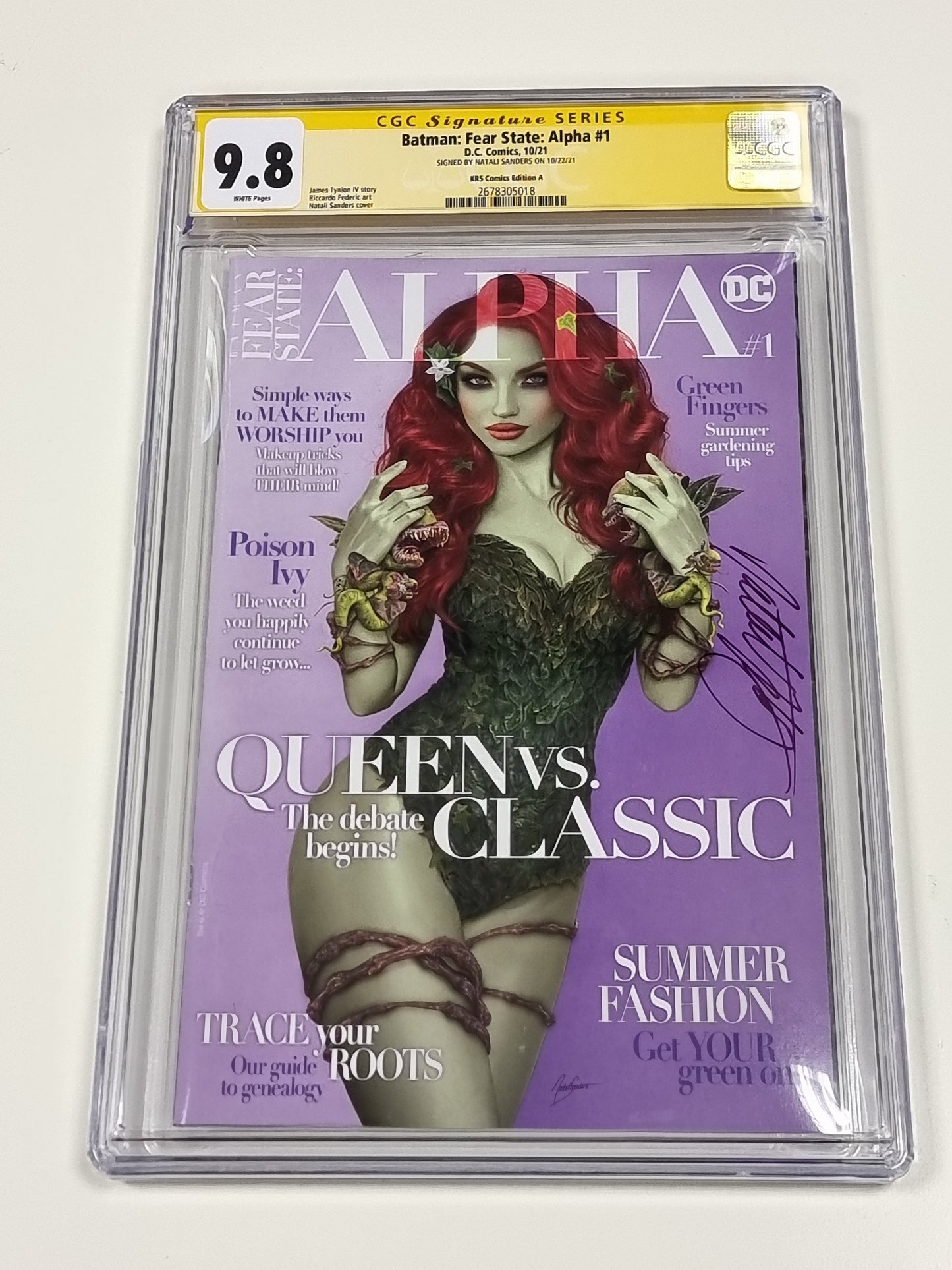 BATMAN FEAR STATE ALPHA #1 NATALI SANDERS MAGAZINE HOMAGE VARIANT CGC SS 9.8