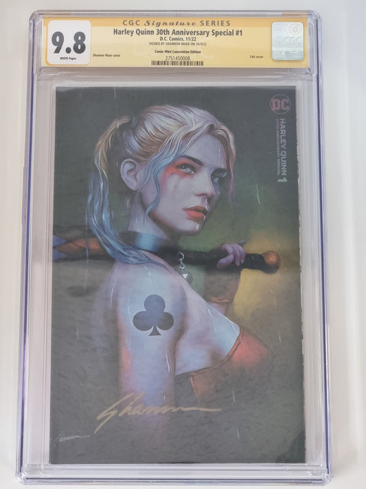 HARLEY QUINN 30TH ANNIVERSARY SPECIAL #1 SHANNON MAER NYCC FOIL VIRGIN VARIANT LIMITED TO 1000 COPIES WITH NUMBERED COA CGC SS 9.8