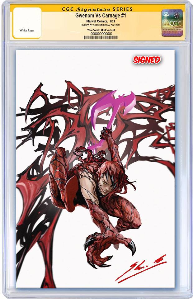 GWENOM VS CARNAGE #1 SKAN SRISUWAN CARNAGIZED MJ ASM 300 HOMAGE VIRGIN VARIANT LIMITE TO 1000 CGC SS PREORDER