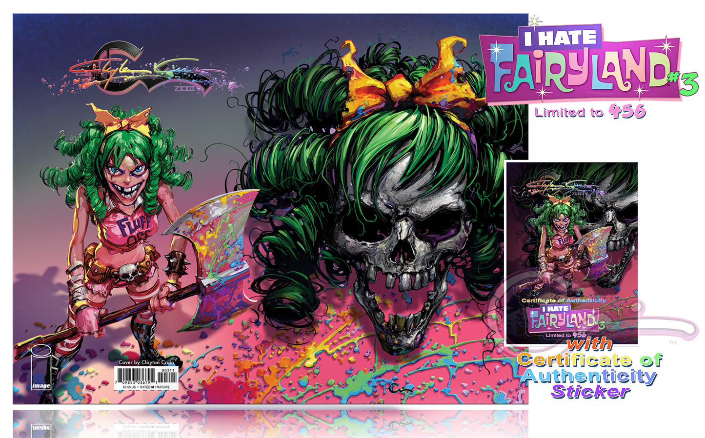 I HATE FAIRYLAND #3 CLAYTON CRAIN WRAPAROUND VARIANT LIMITED TO 456 COPIES WITH STICKER COA