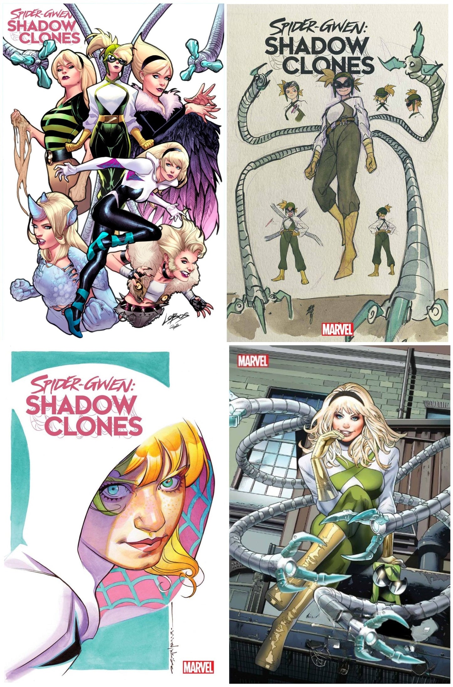 SPIDER-GWEN SHADOW CLONES #1 PABLO VILLALOBOS VARIANT LIMITED TO 600 COPIES WITH NUMBERED COA + 1:10. 1:25 & 1:100 VARIANTS