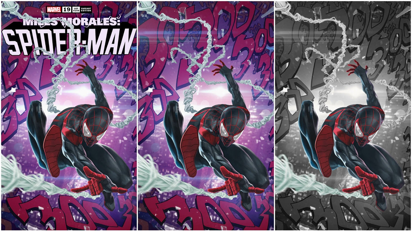 MILES MORALES SPIDER-MAN #19 SKAN SRISUWAN ASM #300 HOMAGE TRADE/VIRGIN/COLOUR SPLASH VARIANT SET