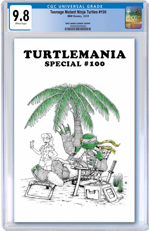 TMNT #100 MIKE VASQUEZ WHITE TURTLEMANIA HOMAGE VARIANT LIMITED TO 400 UNSIGNED COPIES CGC 9.8 PREORDER