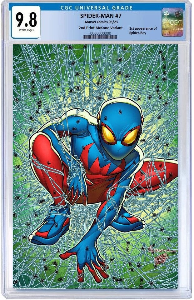 SPIDER-MAN #7 2ND PRINT MIKE MCKONE 'MCFARLANE HOMAGE' VIRGIN SPIDER-BOY VARIANT LIMITED TO 1000 COPIES CGC 9.8 PREORDER