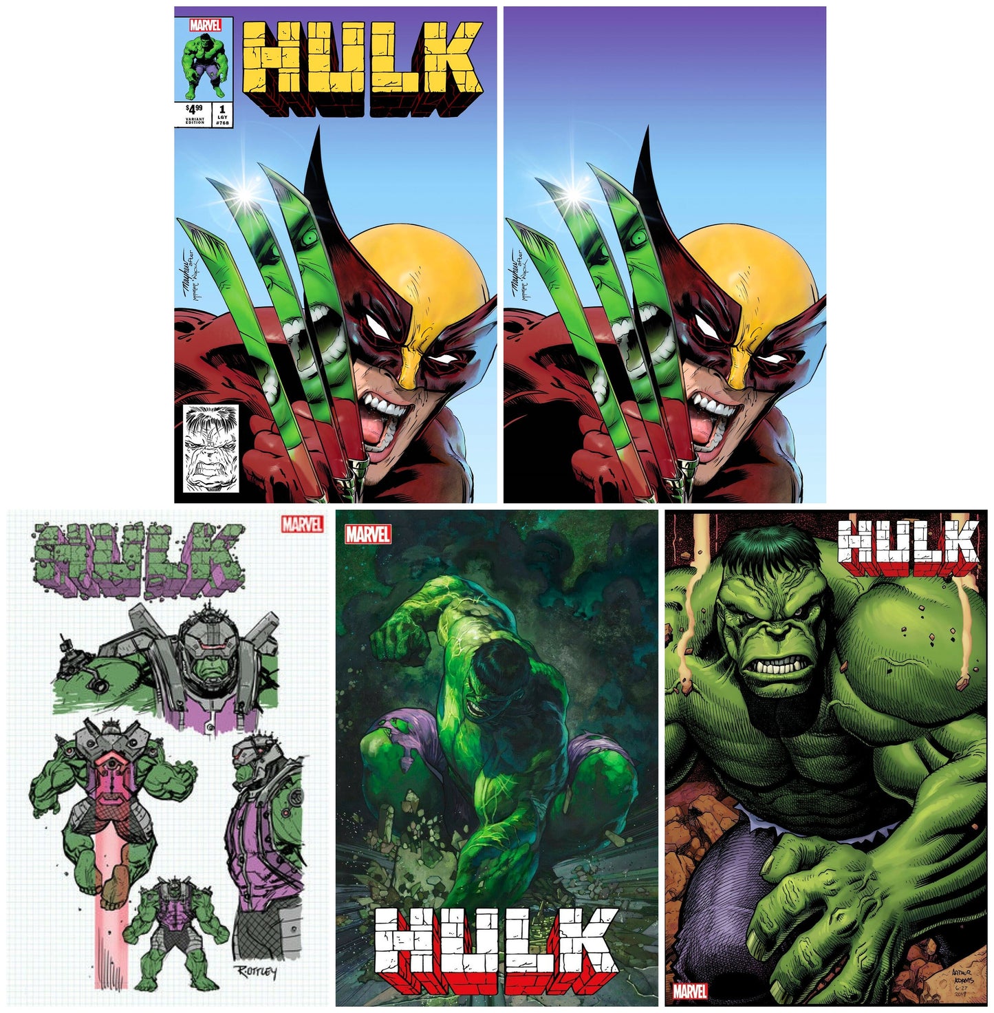 HULK #1 MIKE MAYHEW HOMAGE TRADE/VIRGIN VARIANT SET & 1:10, 1:25 & 1:50 VARIANT