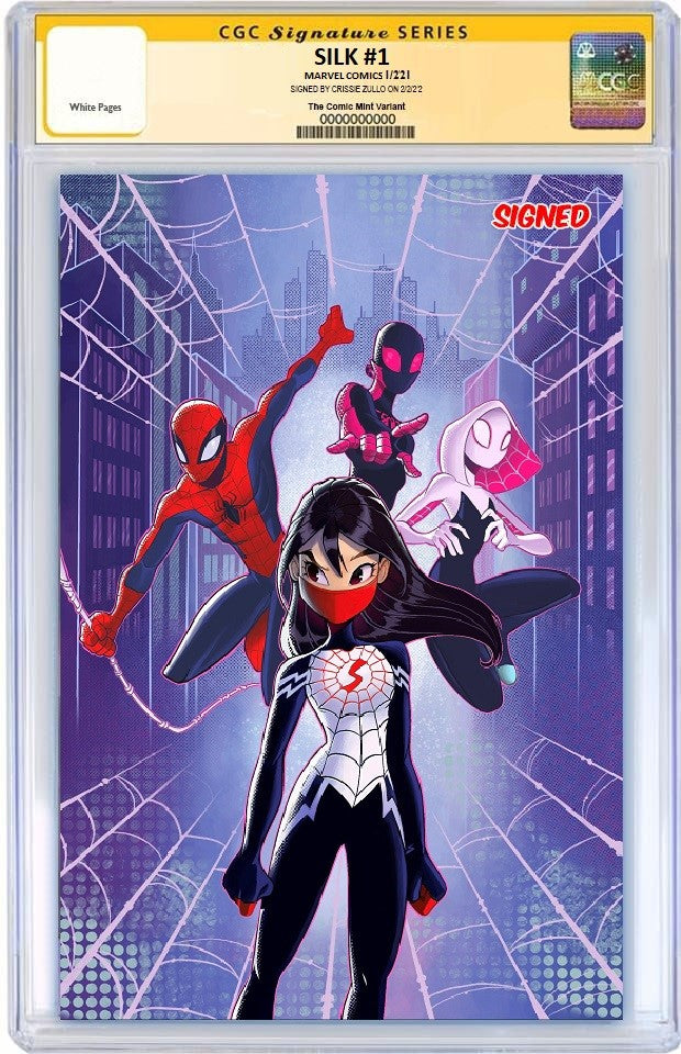 SILK #1 CHRISSIE ZULLO SPIDER-VERSE VIRGIN VARIANT LIMITED TO 500 WITH COA CGC SS PREORDER