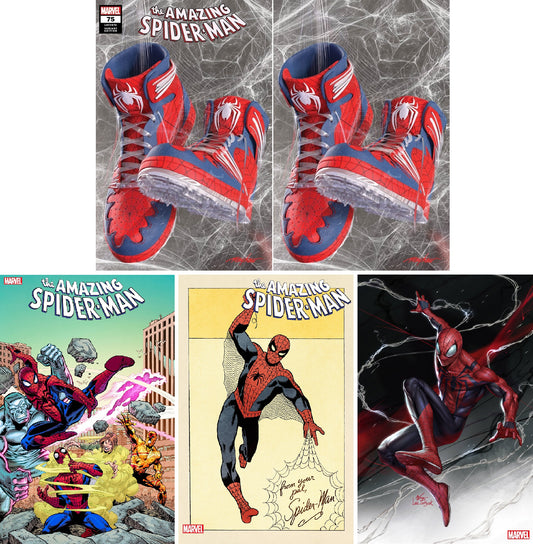 AMAZING SPIDER-MAN #75 MIKE MAYHEW SNEAKERHEAD TRADE DRESS/VIRGIN VARIANT SET, 1:25, 1:50 & 1:100 VARIANT