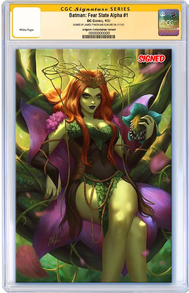 BATMAN FEAR STATE ALPHA #1 EJIKURE PUREART FEAR STATE IVY VARIANT LIMITED TO 1250 CGC DOUBLE SIGNED SS PREORDER